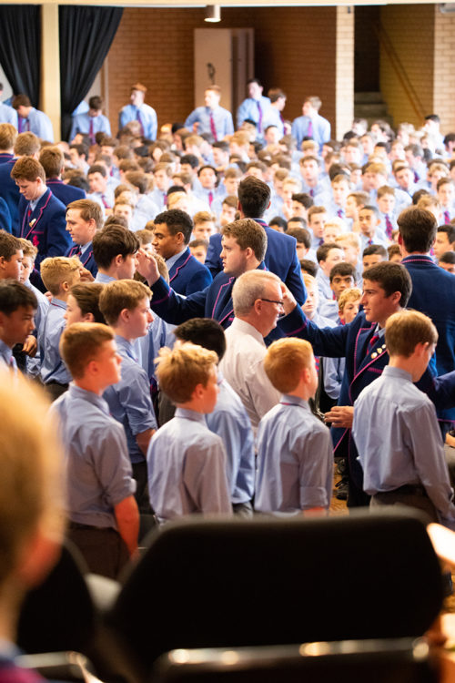 group of boys in hall